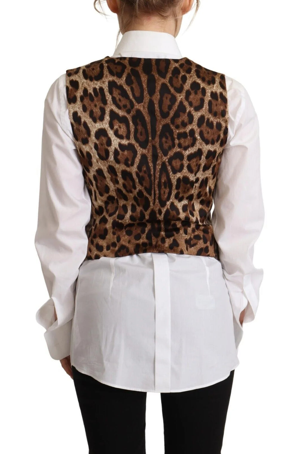 Dolce & Gabbana Brown Checkered Leopard V-neck Sleeveless Vest Top - IT40|S - Vests