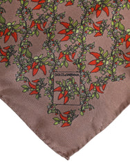 Dolce & Gabbana Brown Chilis Silk Square Men Foulard Scarf - Scarves & Shawls