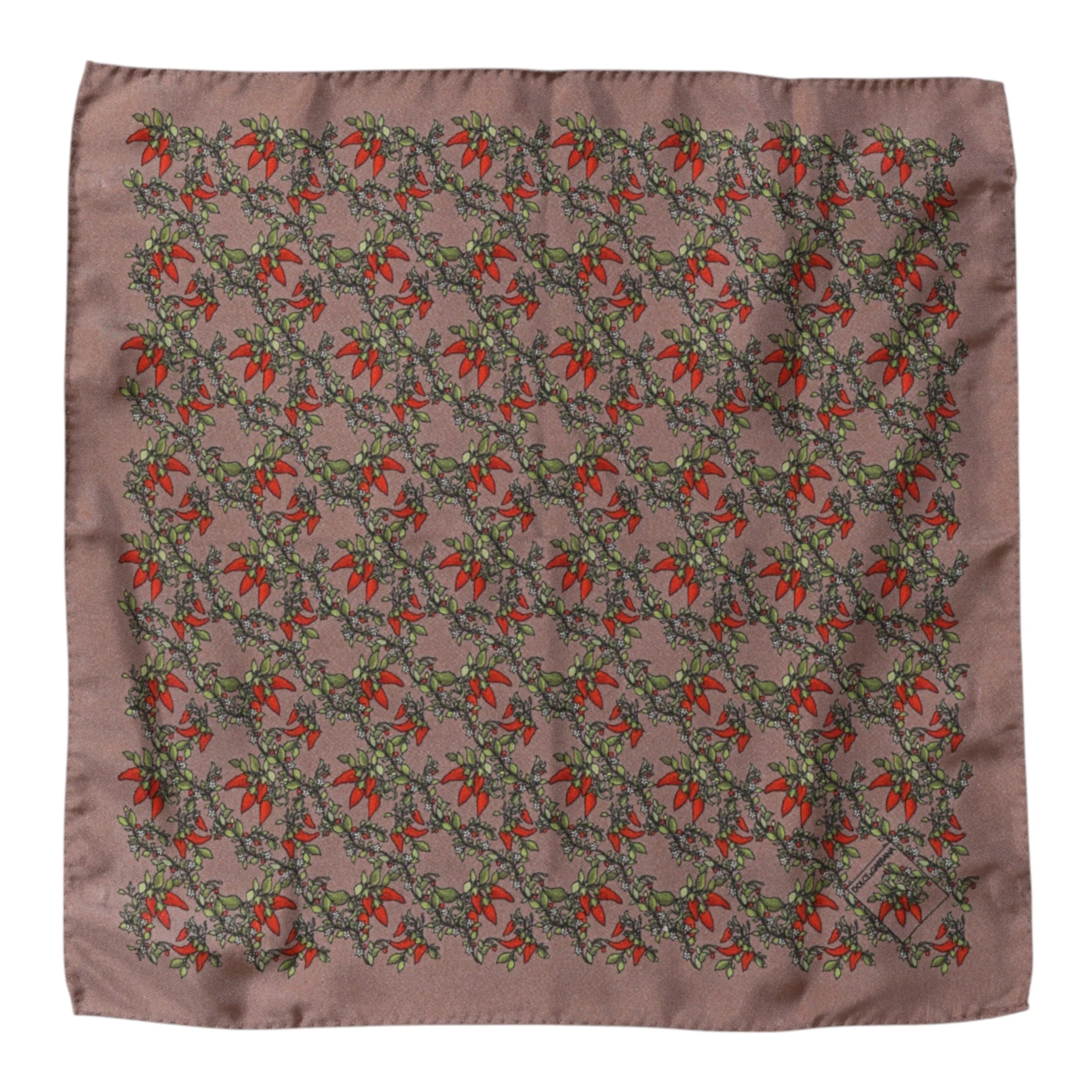 Dolce & Gabbana Brown Chilis Silk Square Men Foulard Scarf - Scarves & Shawls