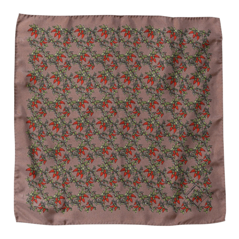 Dolce & Gabbana Brown Chilis Silk Square Men Foulard Scarf - Scarves & Shawls