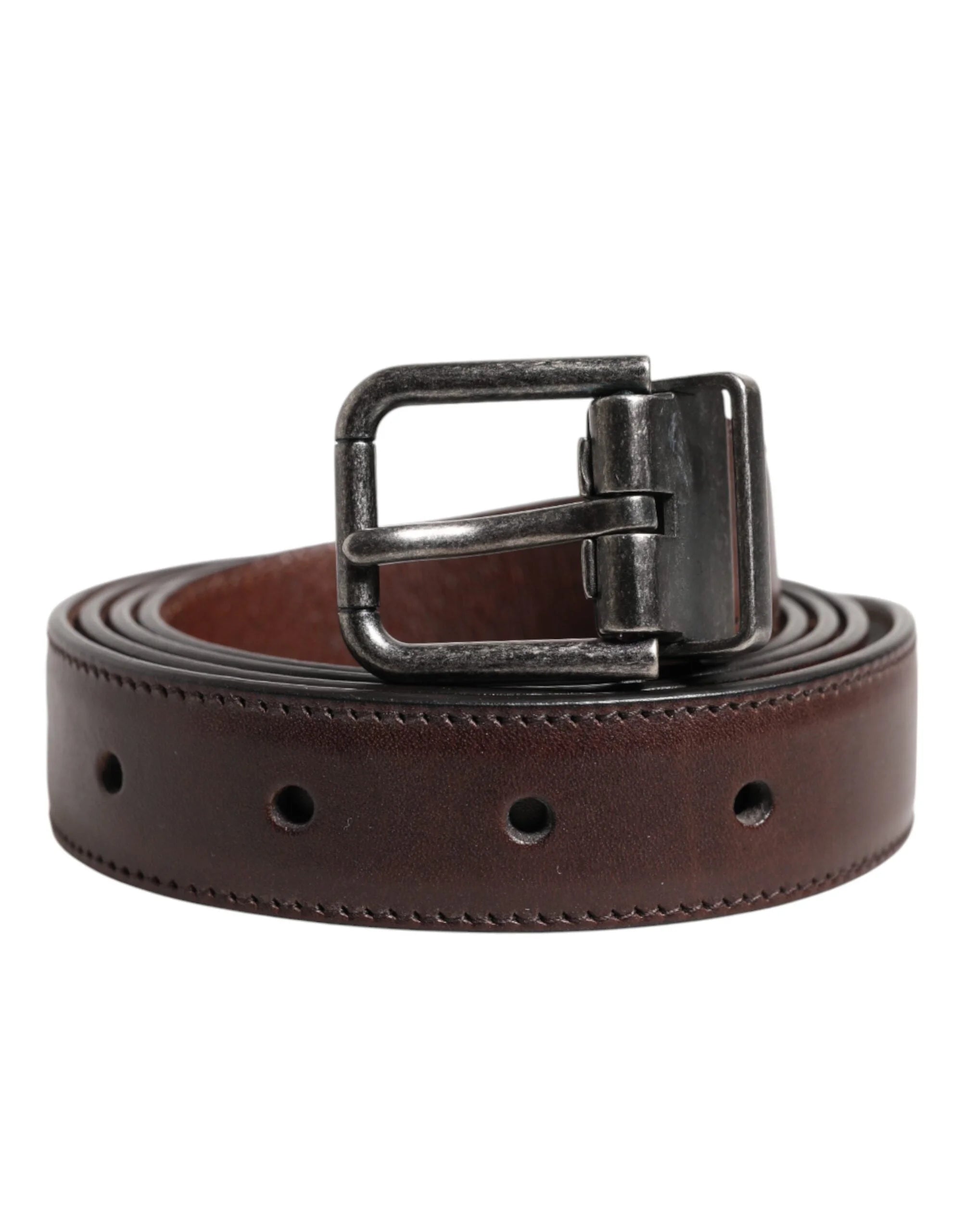 Dolce & Gabbana Brown Classic Calf Leather Metal Buckle Belt - 105 cm / 42 Inches - Belts