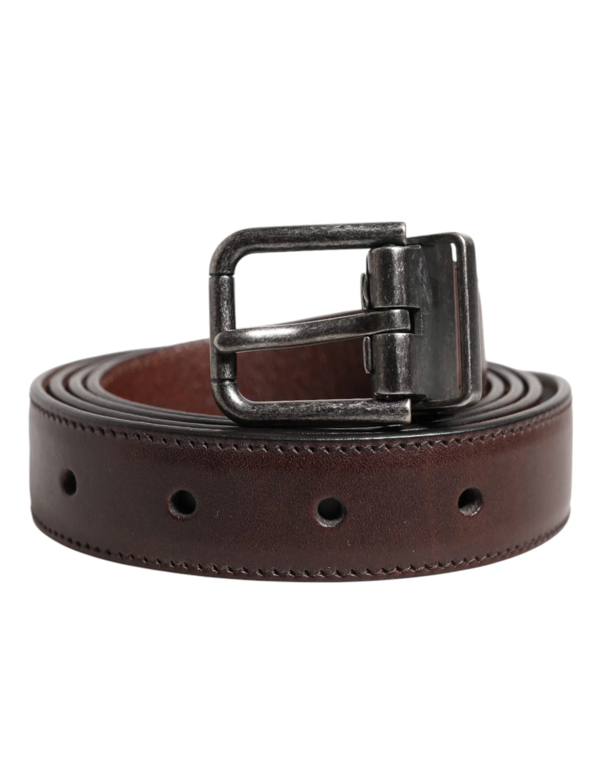 Dolce & Gabbana Brown Classic Calf Leather Metal Buckle Belt - 105 cm / 42 Inches - Belts