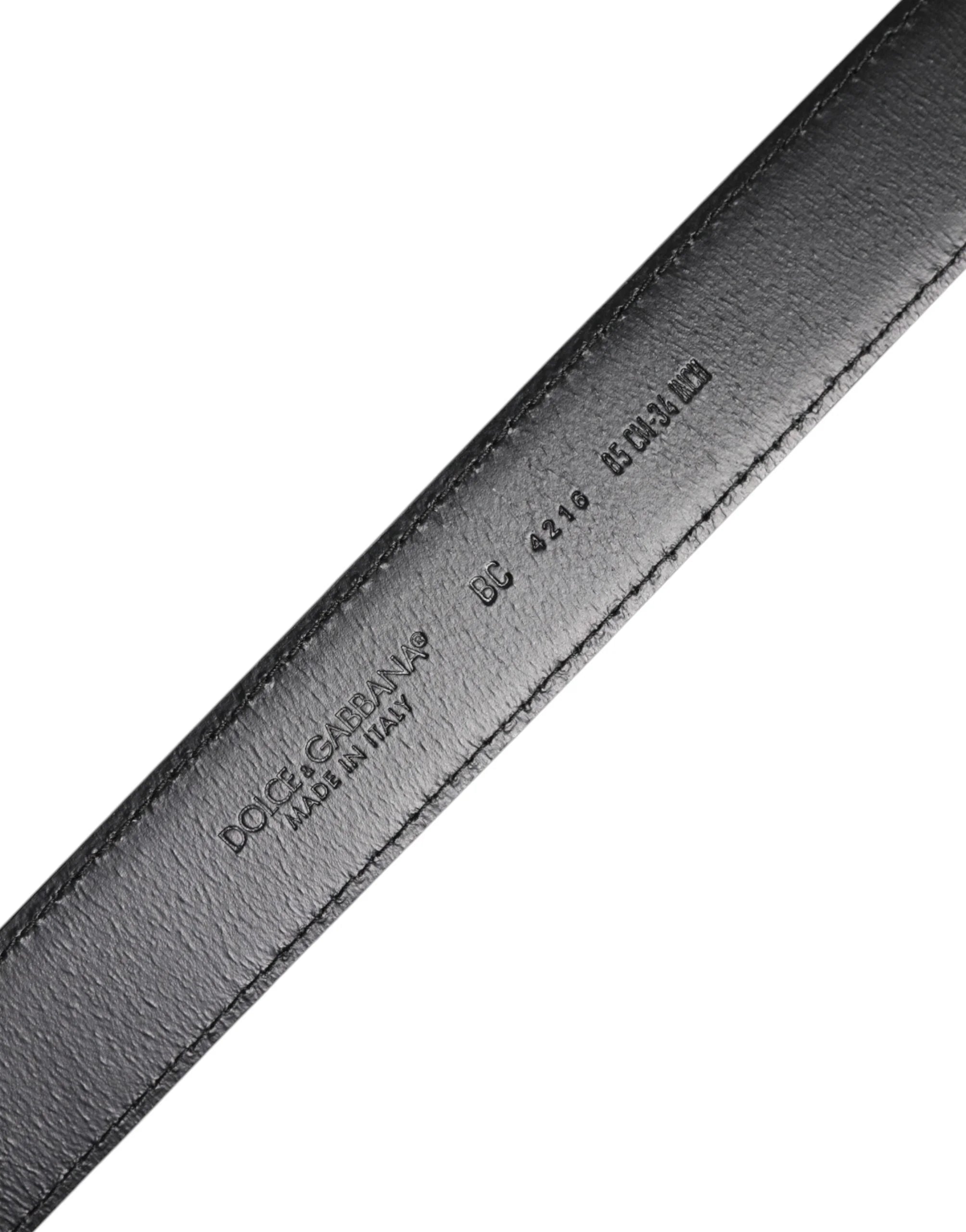 Dolce & Gabbana Brown Classic Calf Leather Silver Buckle Belt - 85 cm / 34 Inches - Belts