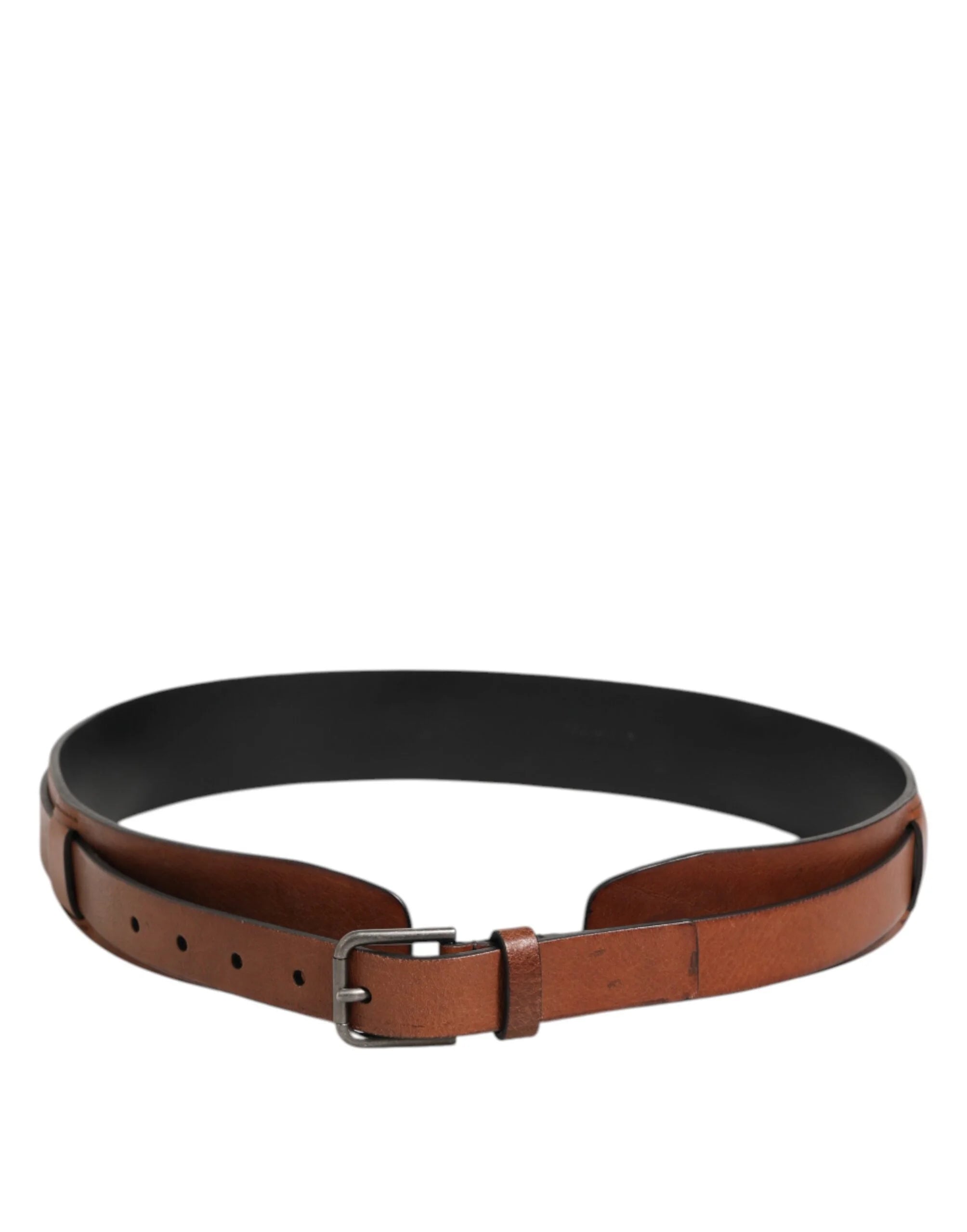 Dolce & Gabbana Brown Classic Gold Metal Logo Buckle Men Belt - 90 cm / 36 Inches - Belts