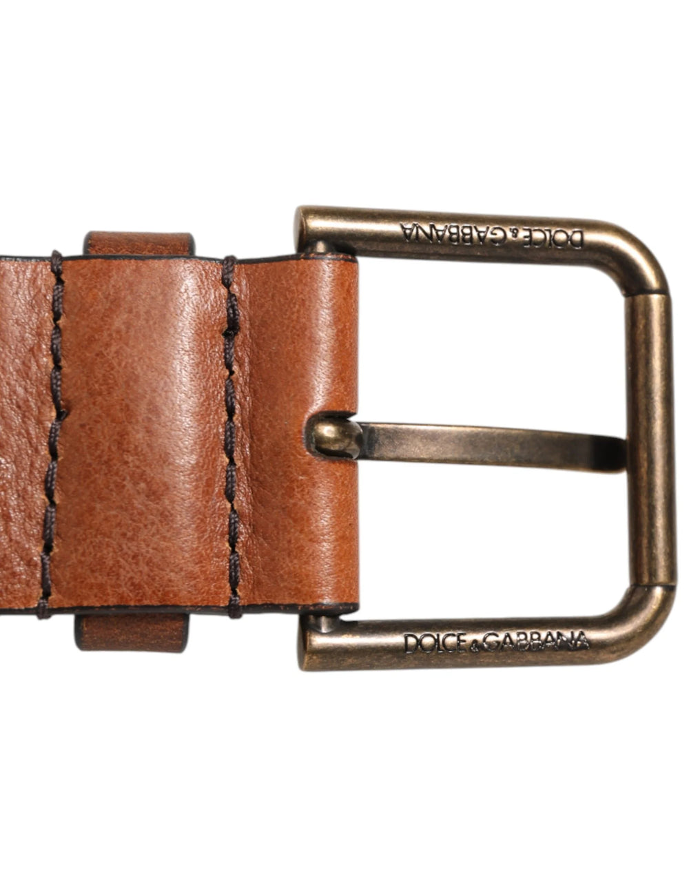 Curea bărbătească Dolce & Gabbana maro, clasică, cu cataramă metalică aurie cu logo - 90 cm / 36 Inches