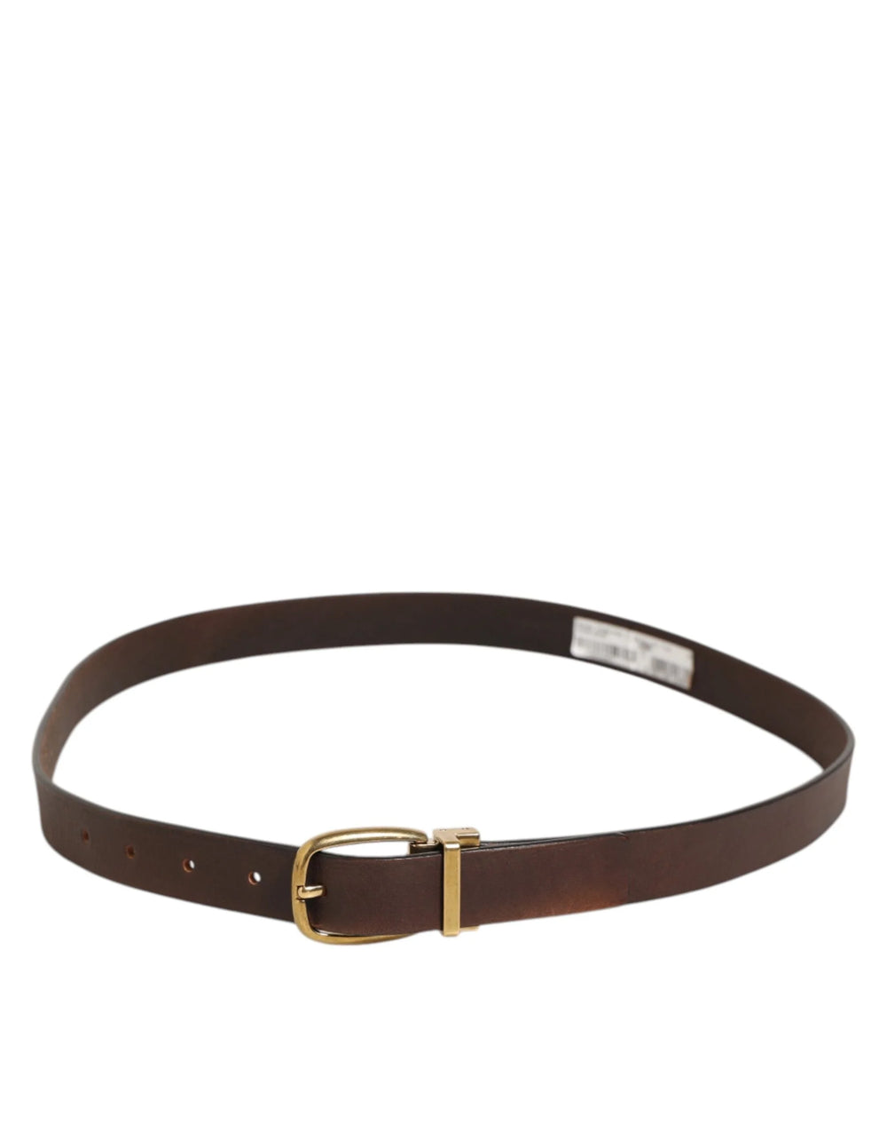 Dolce & Gabbana Brown Classic Gold Metal Logo Buckle Men Belt - 95 cm / 38 Inches - Belts