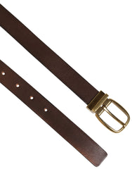 Dolce & Gabbana Brown Classic Gold Metal Logo Buckle Men Belt - 95 cm / 38 Inches - Belts