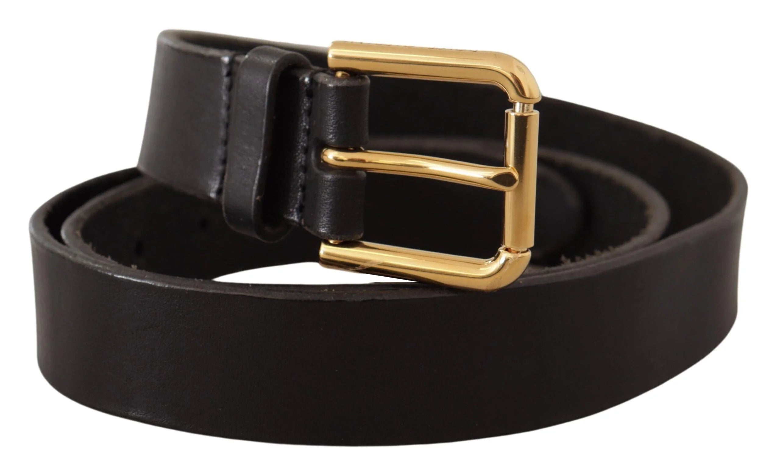 Dolce & Gabbana Brown Classic Leather Gold Metal Buckle Belt - 95 cm / 38 Inches - Belts