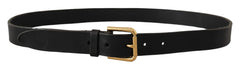Dolce & Gabbana Brown Classic Leather Gold Metal Buckle Belt - 95 cm / 38 Inches - Belts
