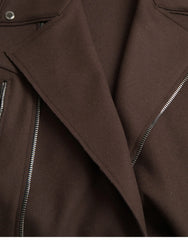 Dolce & Gabbana Brown Coat Short Biker Wool Jacket - IT40 | M - Coats & Jackets