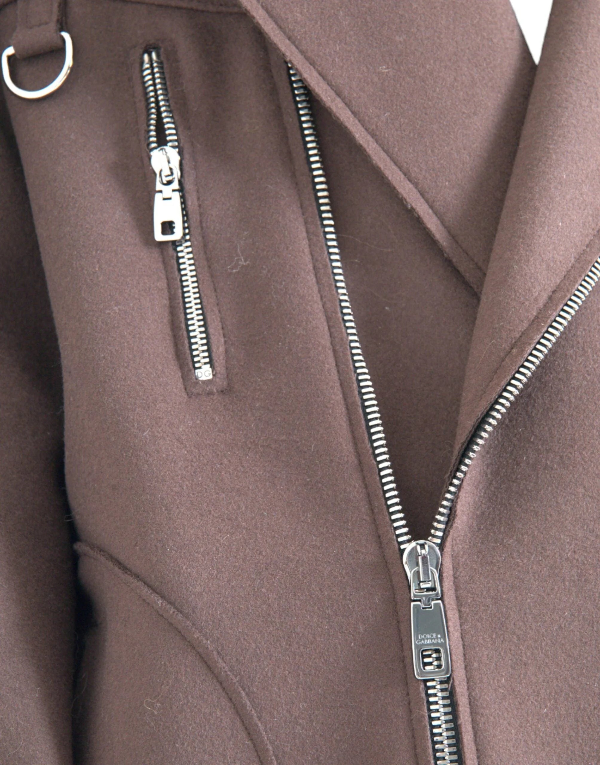 Dolce & Gabbana Brown Coat Short Biker Wool Jacket - IT40 | M - Coats & Jackets