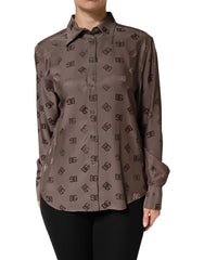 Dolce & Gabbana Brown Collared Long Sleeves Logo Shirt Top - IT42|M - Shirts