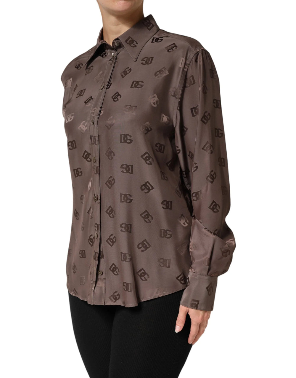 Dolce & Gabbana Brown Collared Long Sleeves Logo Shirt Top - IT42|M - Shirts