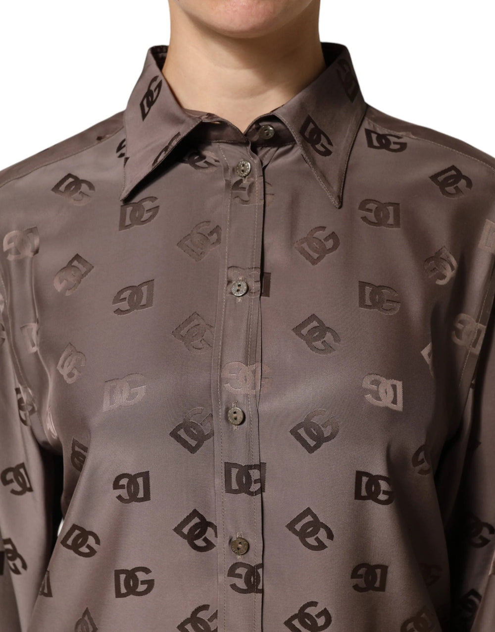 Dolce & Gabbana Brown Collared Long Sleeves Logo Shirt Top - IT42|M - Shirts