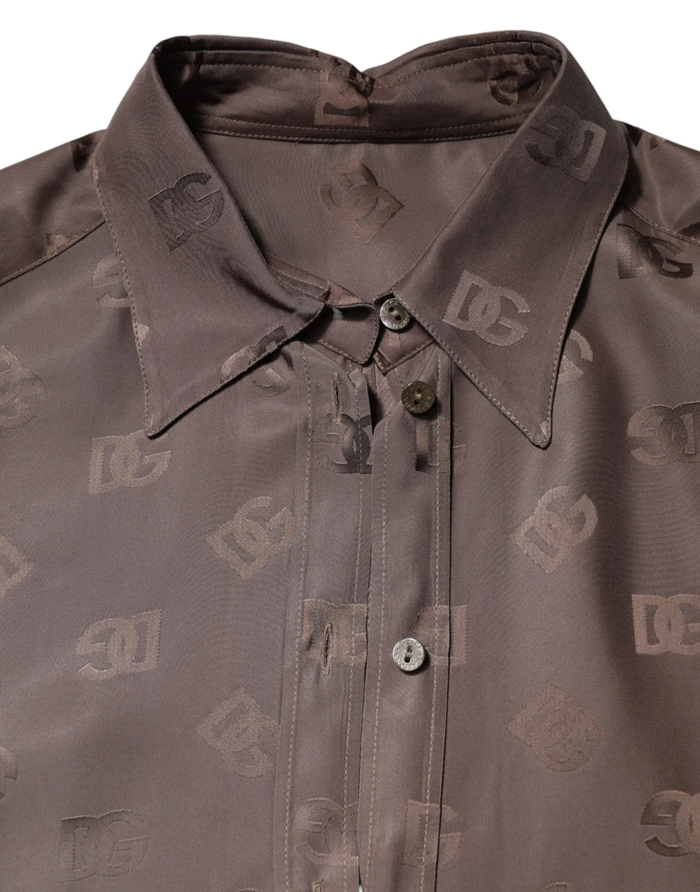 Dolce & Gabbana Brown Collared Long Sleeves Logo Shirt Top - IT42|M - Shirts