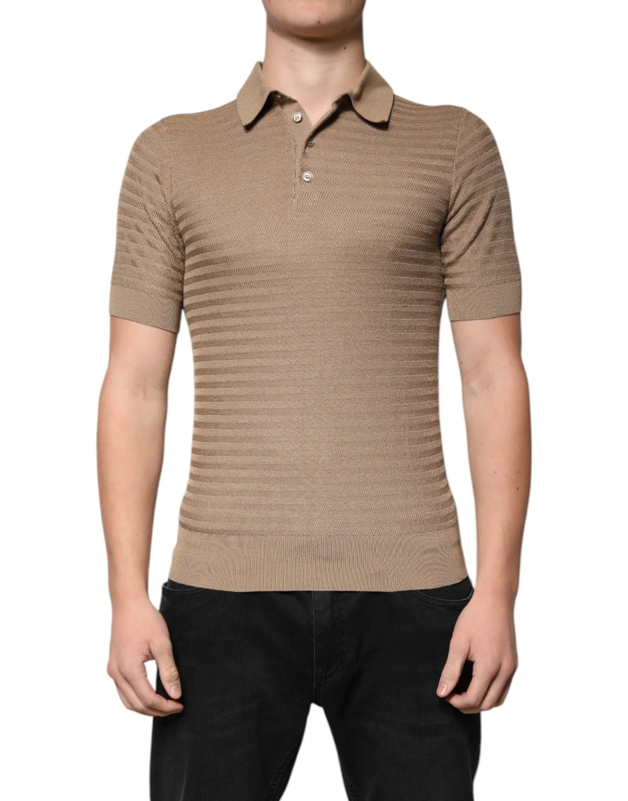 Dolce & Gabbana Brown Collared Short Sleeves Polo T-shirt - IT44 | XS - Polos