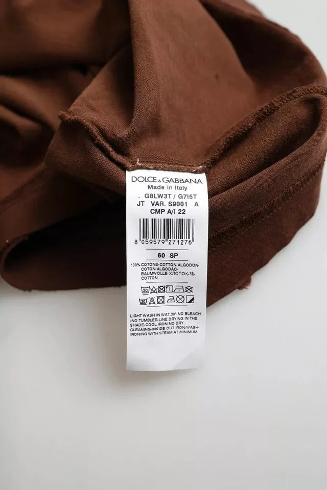 Dolce & Gabbana Brown Color Splash Cotton Crew Neck T-shirt - IT60 | 3XL - T-Shirts