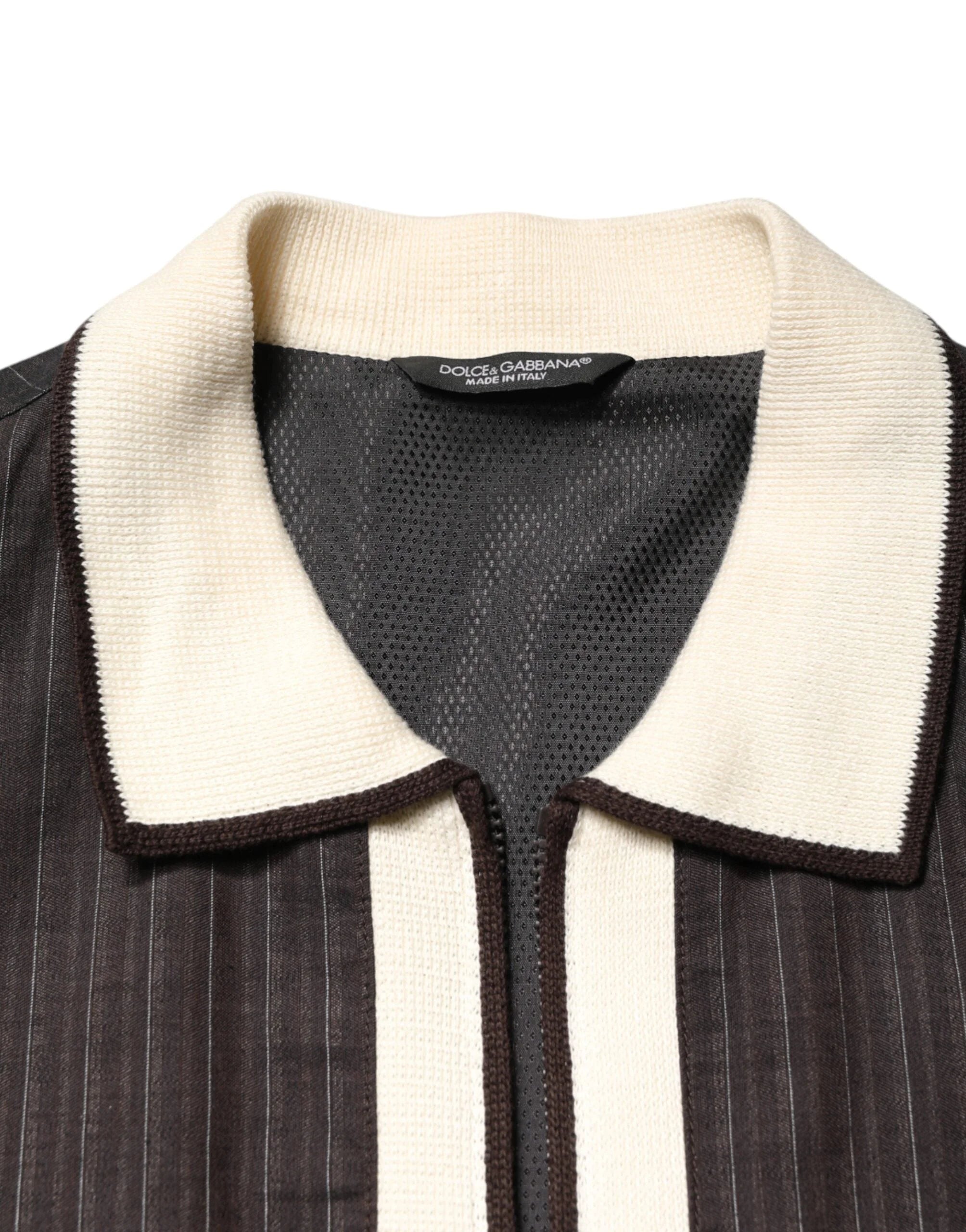 Dolce & Gabbana Brown Contrast Stripe Men Bomber Jacket - IT50 | L