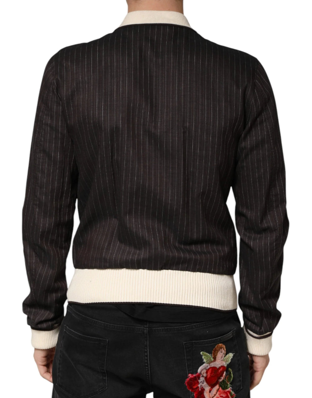 Dolce & Gabbana Brown Contrast Stripe Men Bomber Jacket - IT50 | L