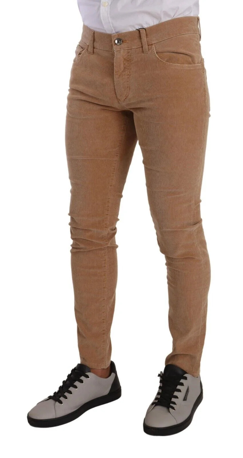 Dolce & Gabbana Brown Corduroy Cotton Skinny Slim Fit Jeans - IT48 | M - Jeans