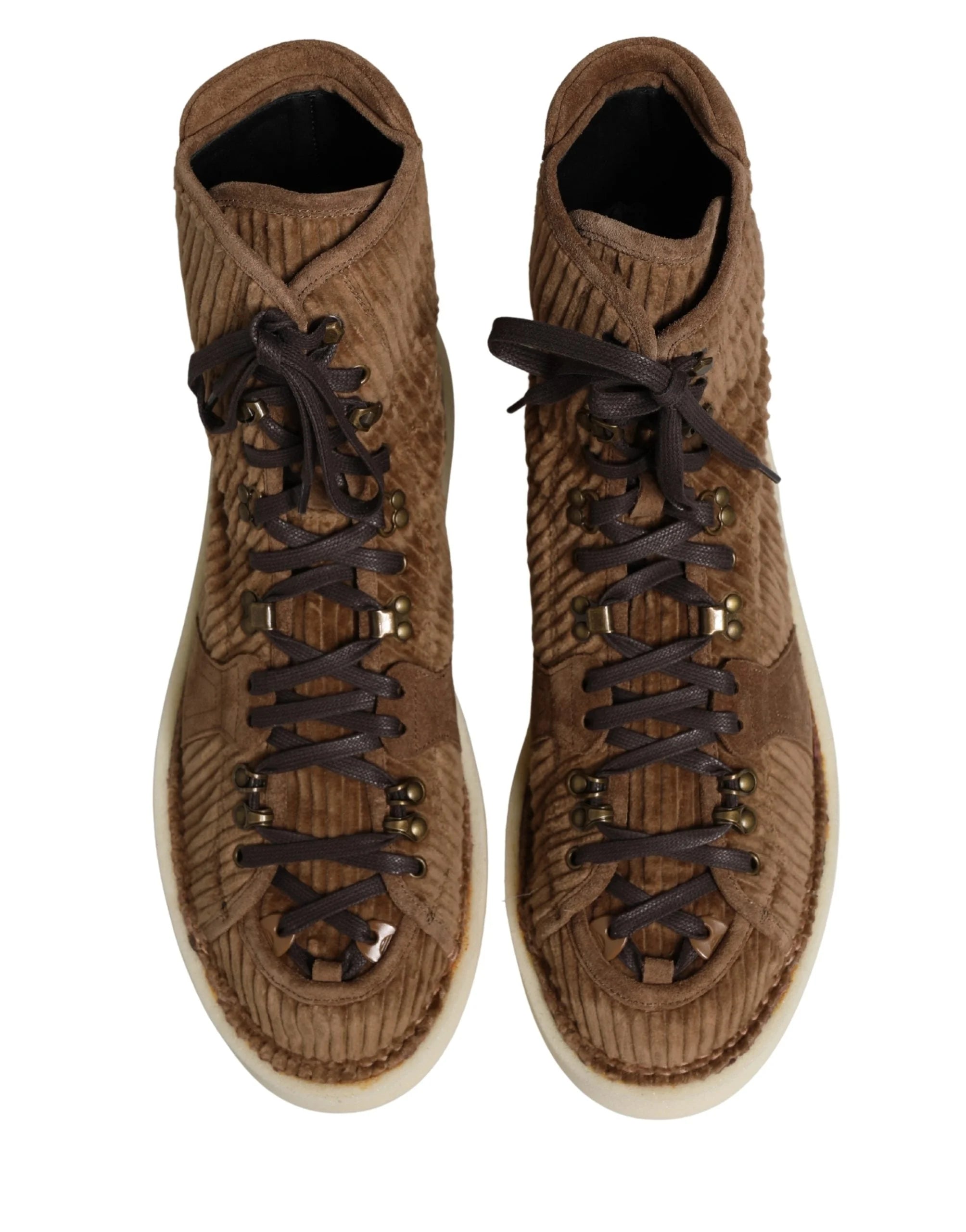 Dolce & Gabbana Ruskeat Corduroy Korkeavartiset Oxford-Kengät - Tennarit