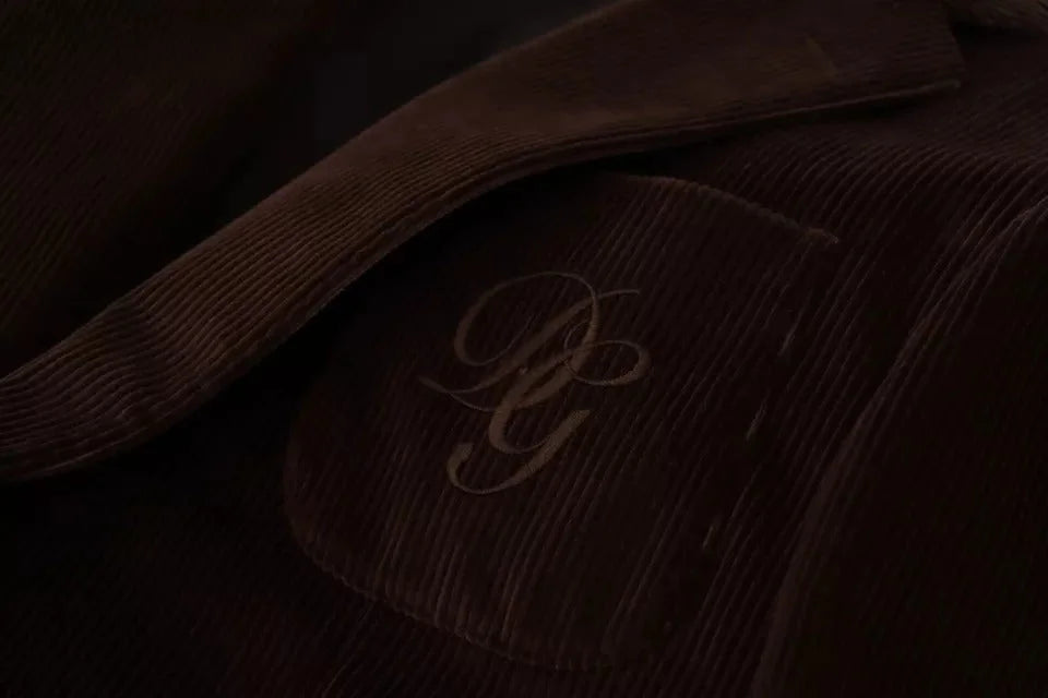 Dolce & Gabbana Brown Corduroy Slim Fit Coat DG Logo Blazer - IT50 | L - Sport Jackets