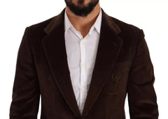 Dolce & Gabbana Brown Corduroy Slim Fit Coat DG Logo Blazer - IT50 | L - Sport Jackets