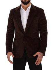 Dolce & Gabbana Brown Corduroy Slim Fit Coat DG Logo Blazer - IT50 | L - Sport Jackets