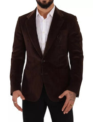 Dolce & Gabbana Brown Corduroy Slim Fit Coat DG Logo Blazer - IT50 | L - Sport Jackets