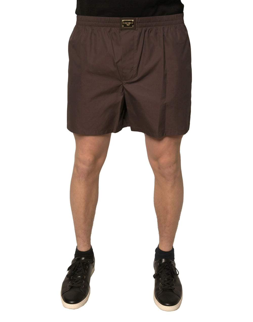 Dolce & Gabbana Brown Cotton Blend Men Mid Waist Shorts - Bermudas