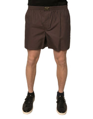 Dolce & Gabbana Brown Cotton Blend Men Mid Waist Shorts - Bermudas