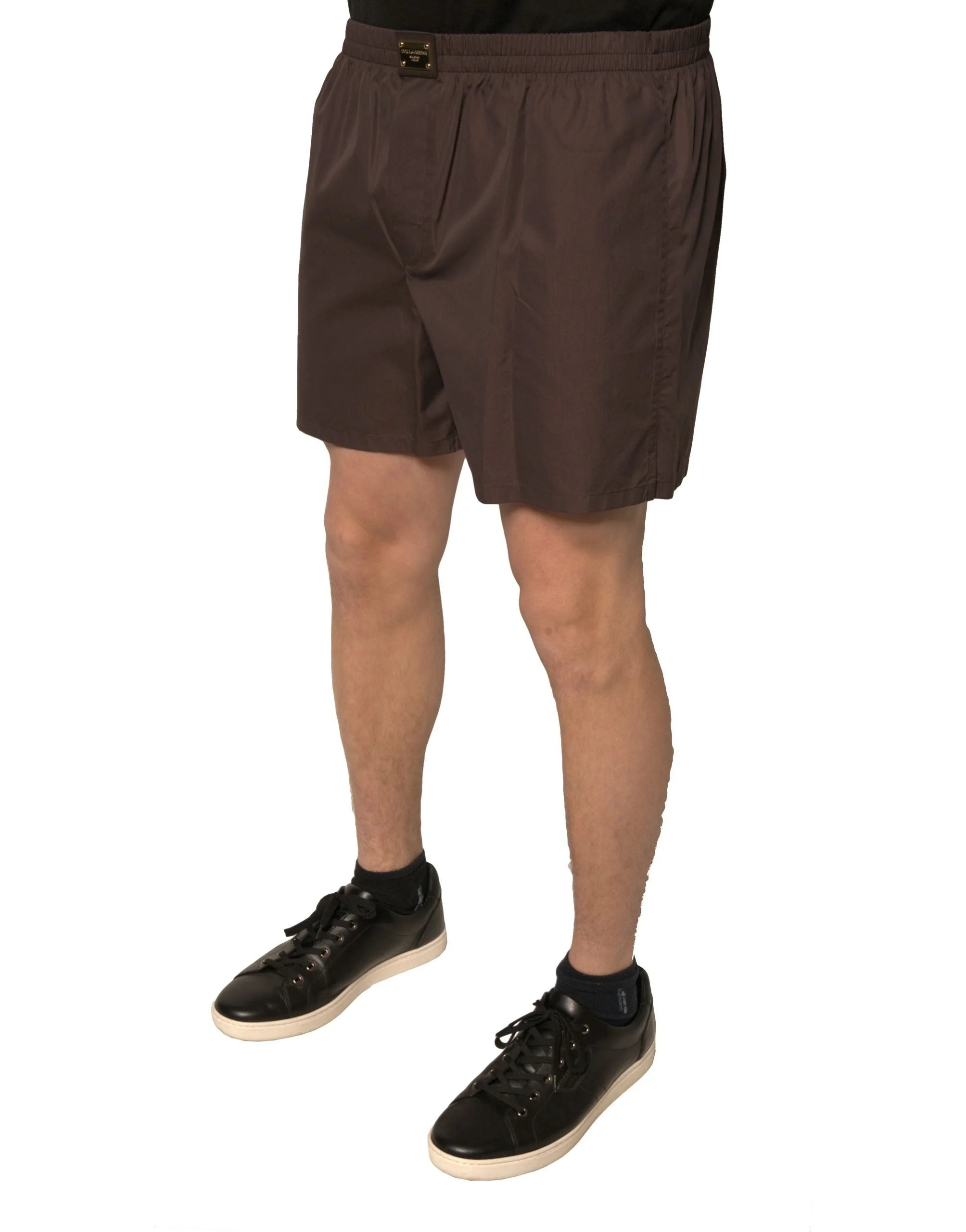 Dolce & Gabbana Brown Cotton Blend Men Mid Waist Shorts - Bermudas