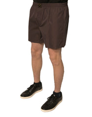 Dolce & Gabbana Brown Cotton Blend Men Mid Waist Shorts - Bermudas