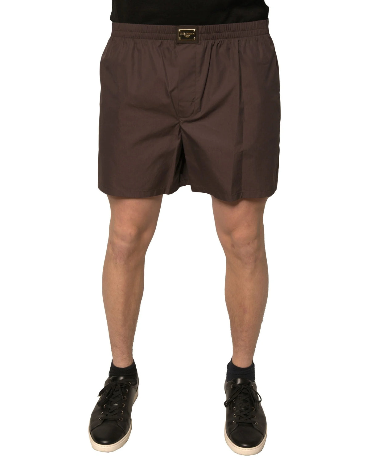 Dolce & Gabbana Brown Cotton Blend Men Mid Waist Shorts - Bermudas