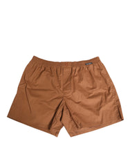 Dolce & Gabbana Brown Cotton Boxer Waistband Short Swimwear - IT4 | S - Swim Boxers