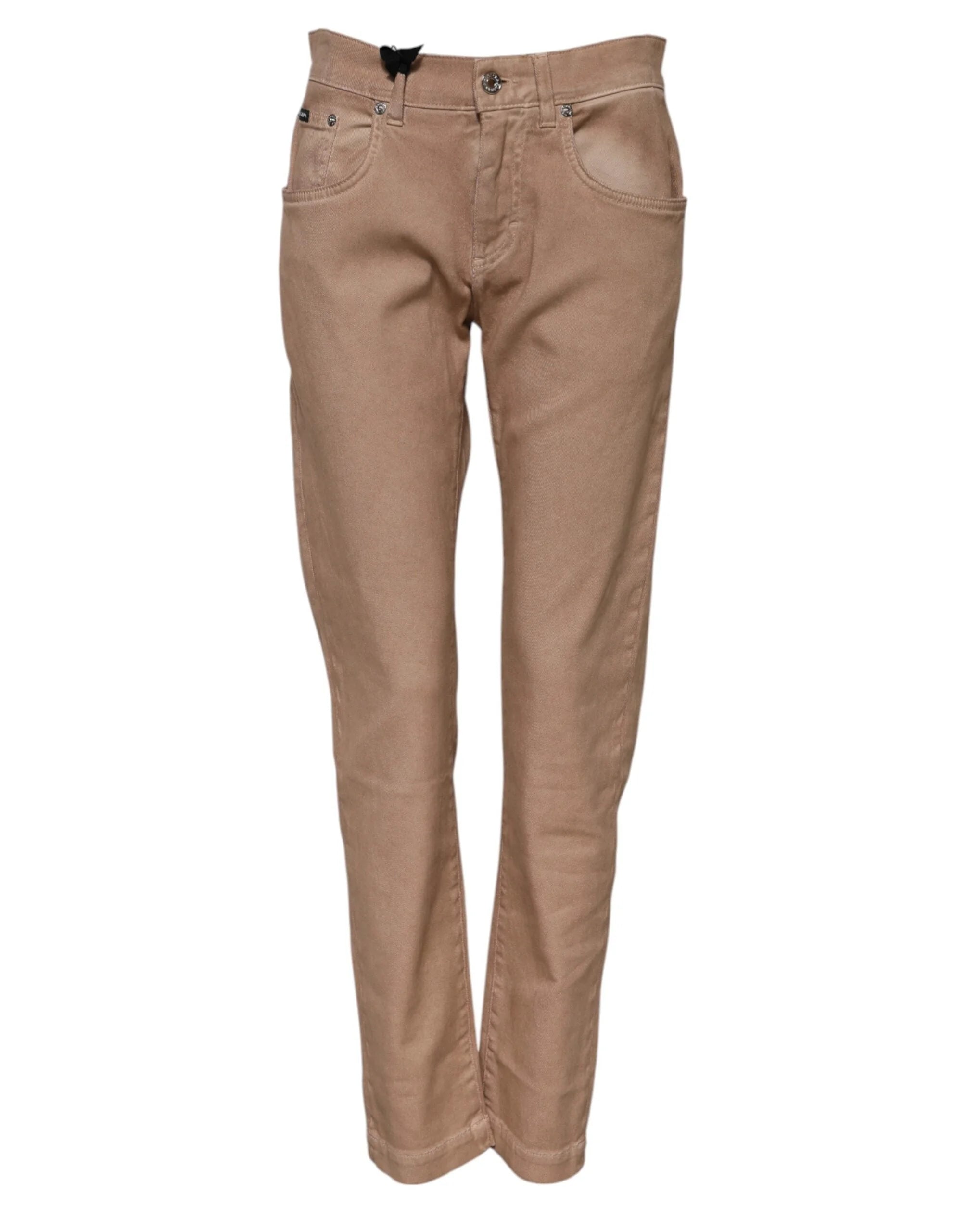 Dolce & Gabbana Brown Cotton Boyfriend Denim Trousers Jeans - IT38 | XS