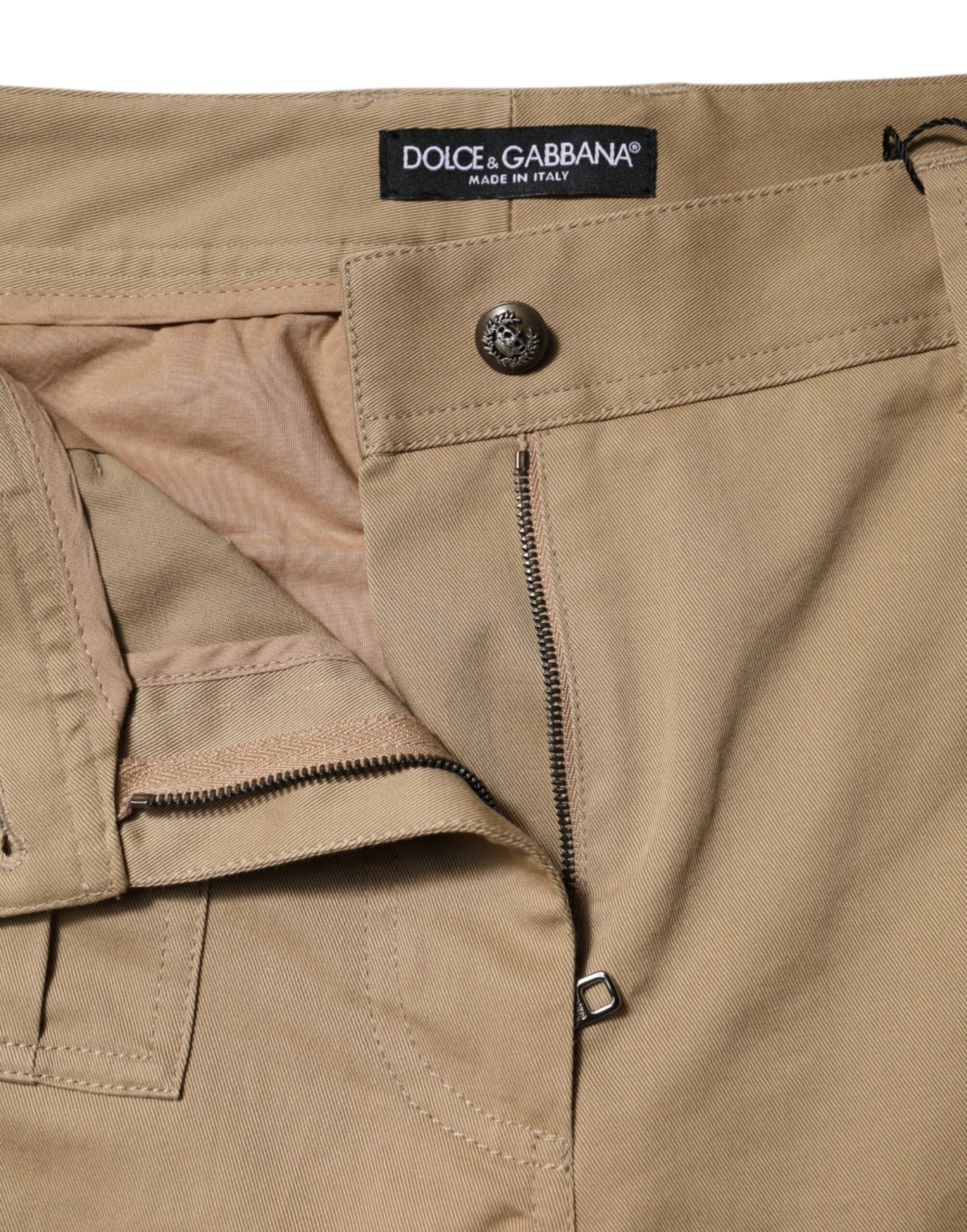 Dolce & Gabbana Brown Cotton Cargo Tapered Pants - IT42|M - Cargo Pants