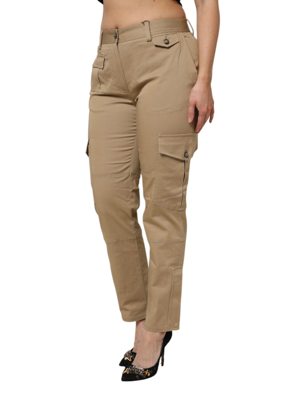 Dolce & Gabbana Brown Cotton Cargo Tapered Pants - IT42|M - Cargo Pants