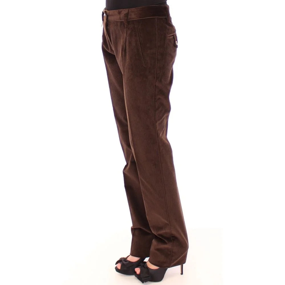 Dolce & Gabbana Brown Cotton Casual Pants - IT42