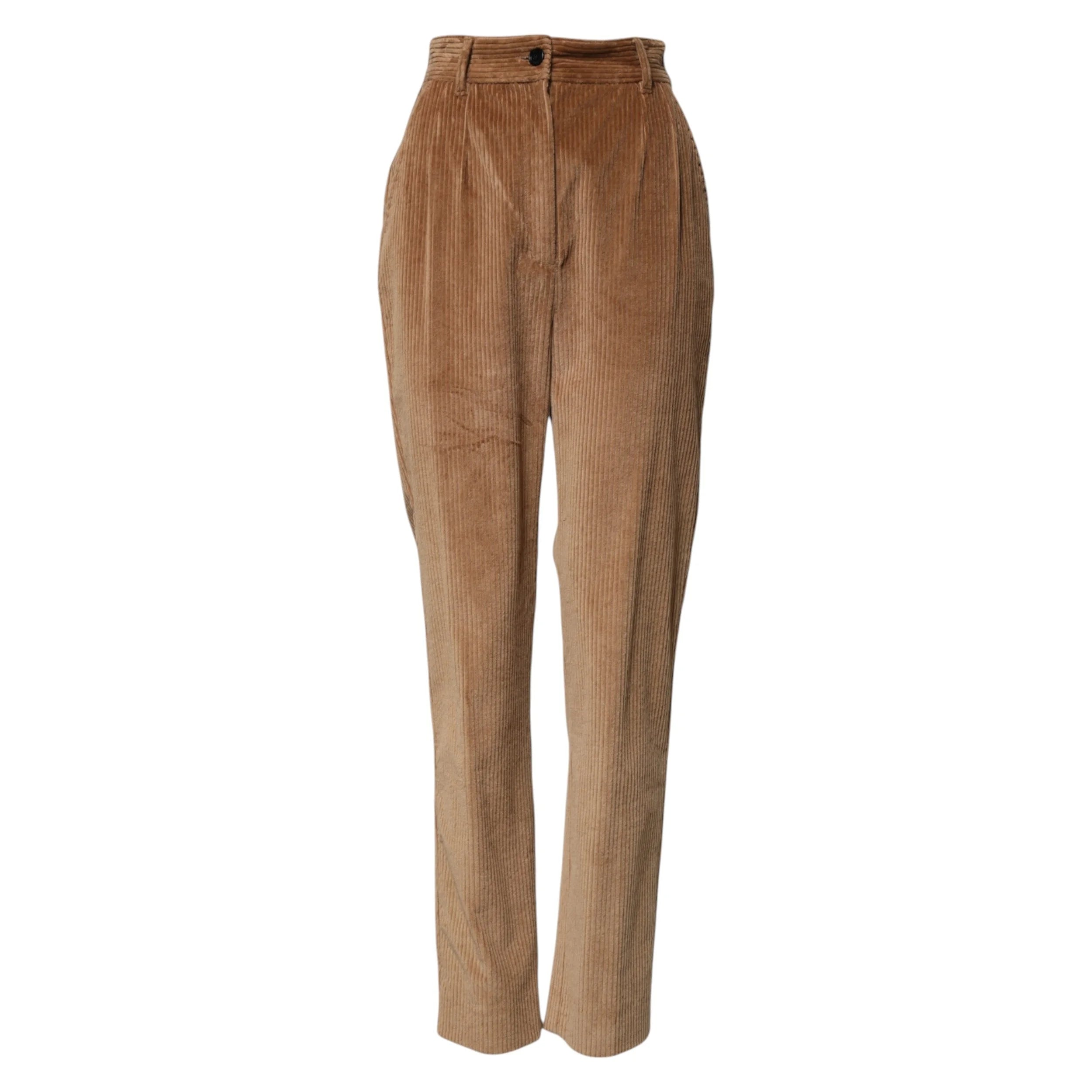 Dolce & Gabbana Brown Cotton Corduroy Tapered Pants - IT40|S - Trousers