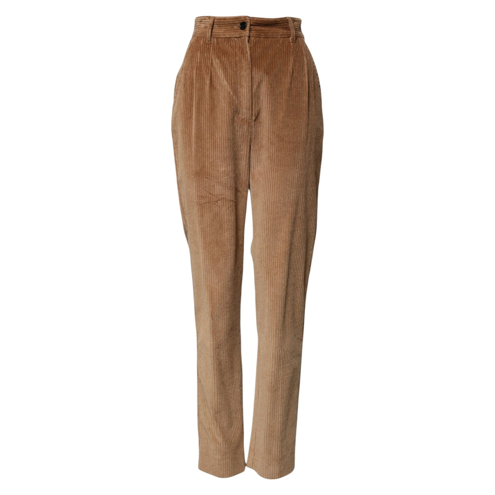 Dolce & Gabbana Brown Cotton Corduroy Tapered Pants - IT40|S - Trousers