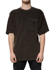 Dolce & Gabbana Brown Cotton Crew Neck Short Sleeves T-shirt - IT48 | M - T-Shirts