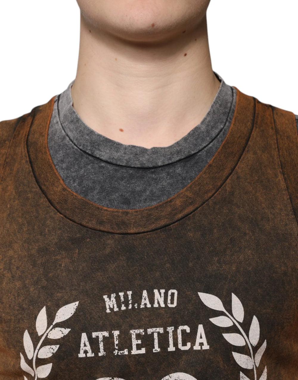Dolce & Gabbana Brown Cotton Crew Neck Sleeveless T-shirt - IT52 | XL - Tank Tops