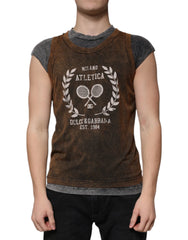 Dolce & Gabbana Brown Cotton Crew Neck Sleeveless T-shirt - IT52 | XL - Tank Tops