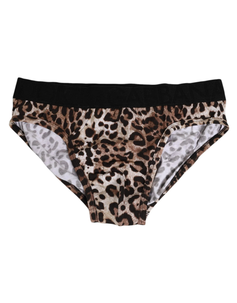 Dolce & Gabbana Brown Cotton Leopard Logo Midi Brief Underwear - IT4 | L - Briefs