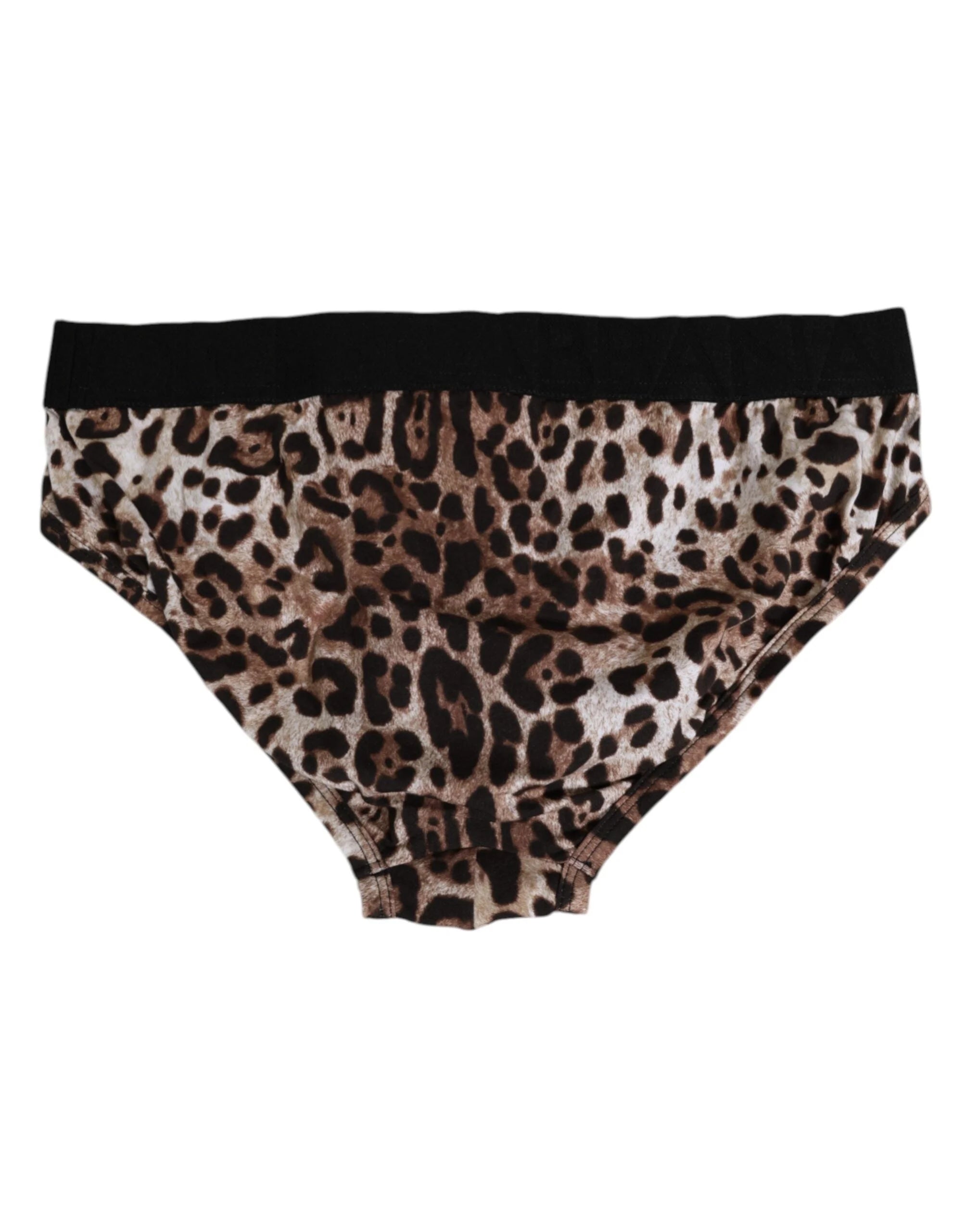 Dolce & Gabbana Brown Cotton Leopard Logo Midi Brief Underwear - IT4 | L