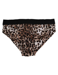 Dolce & Gabbana Brown Cotton Leopard Logo Midi Brief Underwear - IT4 | L