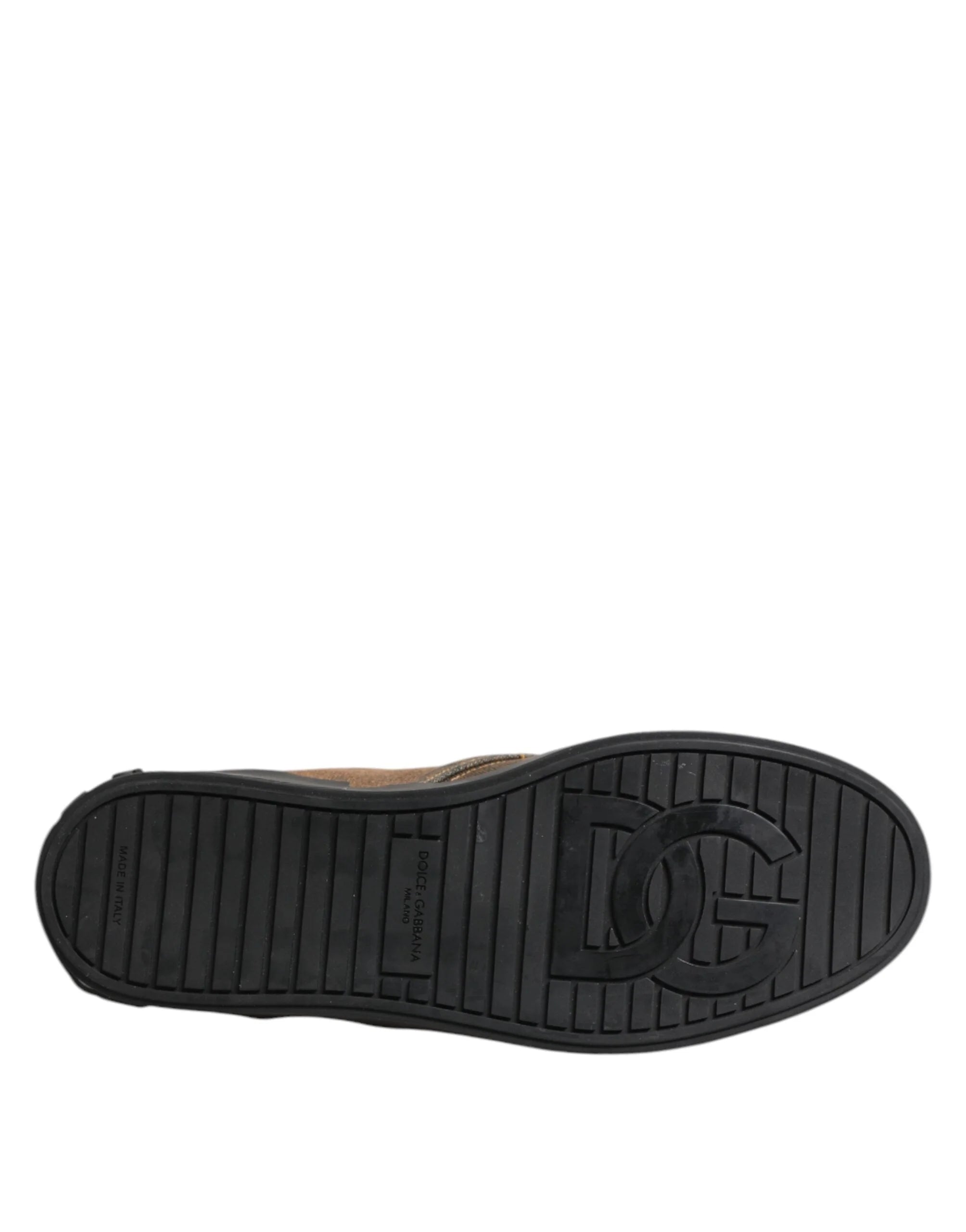 Dolce & Gabbana Brown Cotton Low Top Slip On Sneakers Shoes - EU44/US11