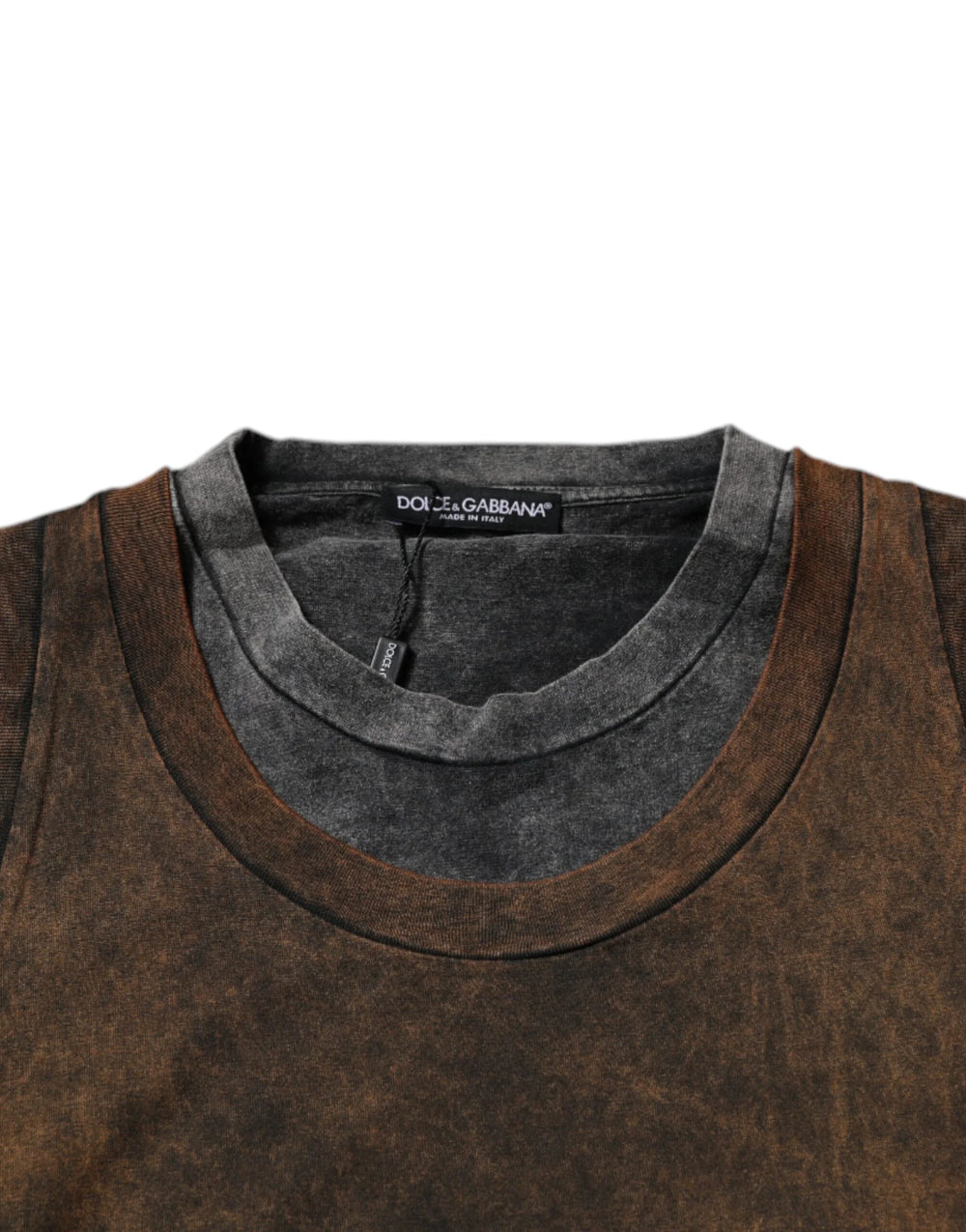 Dolce & Gabbana Brown Cotton Round Neck Sleeveless T-shirt - IT52 | XL - Tank Tops