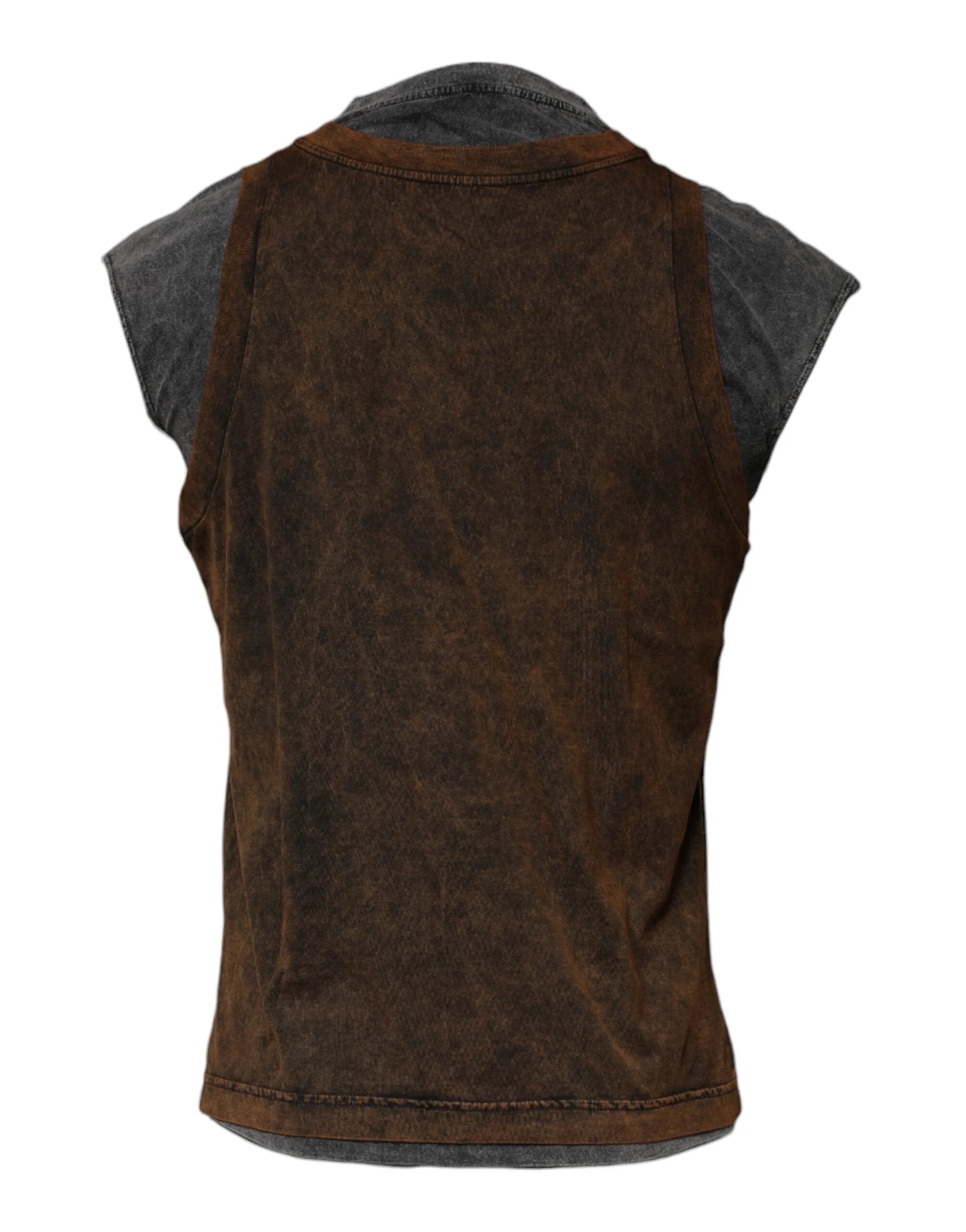 Dolce & Gabbana Brown Cotton Round Neck Sleeveless T-shirt - IT52 | XL - Tank Tops